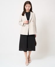 F1DFA30230 MK MICHEL KLEIN(小さいサイズ)(メゾン ドゥ サンク) 【小さいサイズ】リネンライク ダブルブレストジャケット/洗える グレージュ