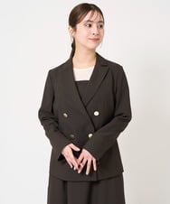 F1DFA30230 MK MICHEL KLEIN(小さいサイズ)(メゾン ドゥ サンク) 【小さいサイズ】リネンライク ダブルブレストジャケット/洗える グレージュ