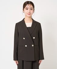F1DFA30230 MK MICHEL KLEIN(小さいサイズ)(メゾン ドゥ サンク) 【小さいサイズ】リネンライク ダブルブレストジャケット/洗える グレージュ