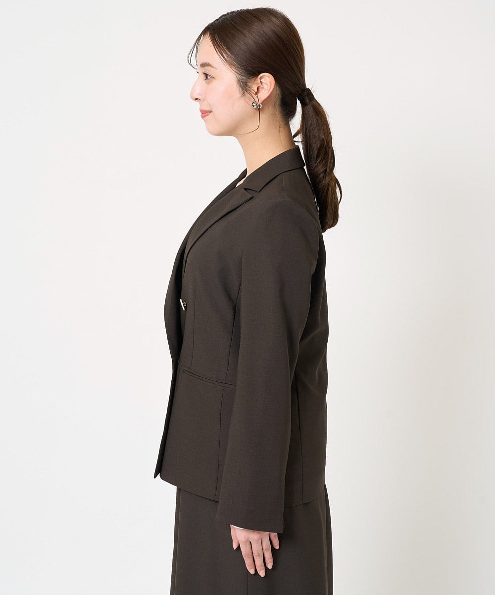 F1DFA30230 MK MICHEL KLEIN(小さいサイズ)(メゾン ドゥ サンク) 【小さいサイズ】リネンライク ダブルブレストジャケット/洗える グレージュ