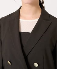F1DFA30230 MK MICHEL KLEIN(小さいサイズ)(メゾン ドゥ サンク) 【小さいサイズ】リネンライク ダブルブレストジャケット/洗える グレージュ