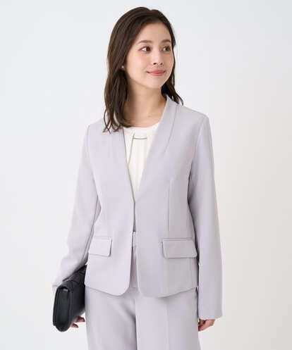 F1DFD10230 MK MICHEL KLEIN(小さいサイズ) 【小さいサイズ】ダブルクロス カラーレスジャケット/セットアップ対応/洗える