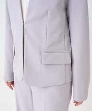 F1DFD10230 MK MICHEL KLEIN(小さいサイズ)(メゾン ドゥ サンク) 【小さいサイズ】ダブルクロス カラーレスジャケット/セットアップ対応/洗える グレイッシュラベンダー