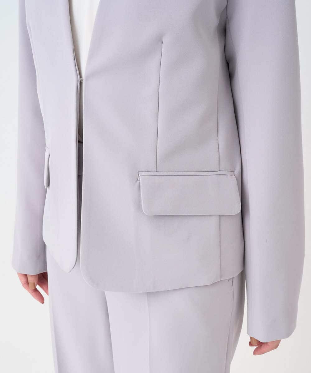 F1DFD10230 MK MICHEL KLEIN(小さいサイズ)(メゾン ドゥ サンク) 【小さいサイズ】ダブルクロス カラーレスジャケット/セットアップ対応/洗える グレイッシュラベンダー