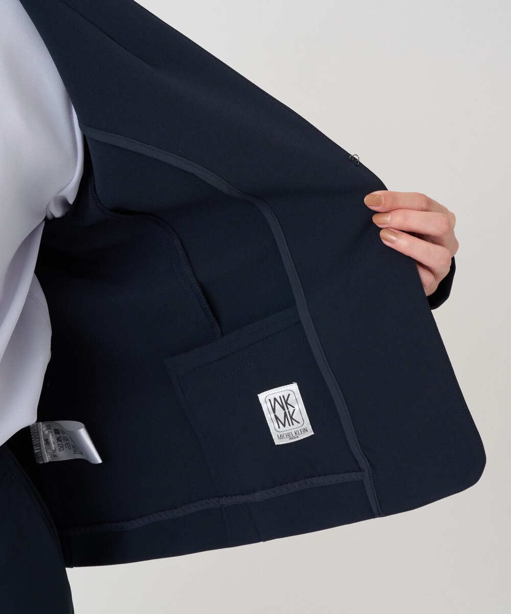 F1DFD10230 MK MICHEL KLEIN(小さいサイズ)(メゾン ドゥ サンク) 【小さいサイズ】ダブルクロス カラーレスジャケット/セットアップ対応/洗える グレイッシュラベンダー