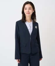 F1DFD10230 MK MICHEL KLEIN(小さいサイズ)(メゾン ドゥ サンク) 【小さいサイズ】ダブルクロス カラーレスジャケット/セットアップ対応/洗える グレイッシュラベンダー