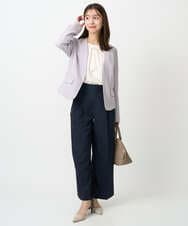 F1DFD10230 MK MICHEL KLEIN(小さいサイズ)(メゾン ドゥ サンク) 【小さいサイズ】ダブルクロス カラーレスジャケット/セットアップ対応/洗える グレイッシュラベンダー