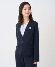 F1DFD10230 MK MICHEL KLEIN(小さいサイズ)(メゾン ドゥ サンク) 【小さいサイズ】ダブルクロス カラーレスジャケット/セットアップ対応/洗える グレイッシュラベンダー