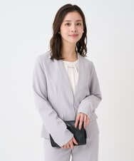 F1DFD10230 MK MICHEL KLEIN(小さいサイズ)(メゾン ドゥ サンク) 【小さいサイズ】ダブルクロス カラーレスジャケット/セットアップ対応/洗える グレイッシュラベンダー