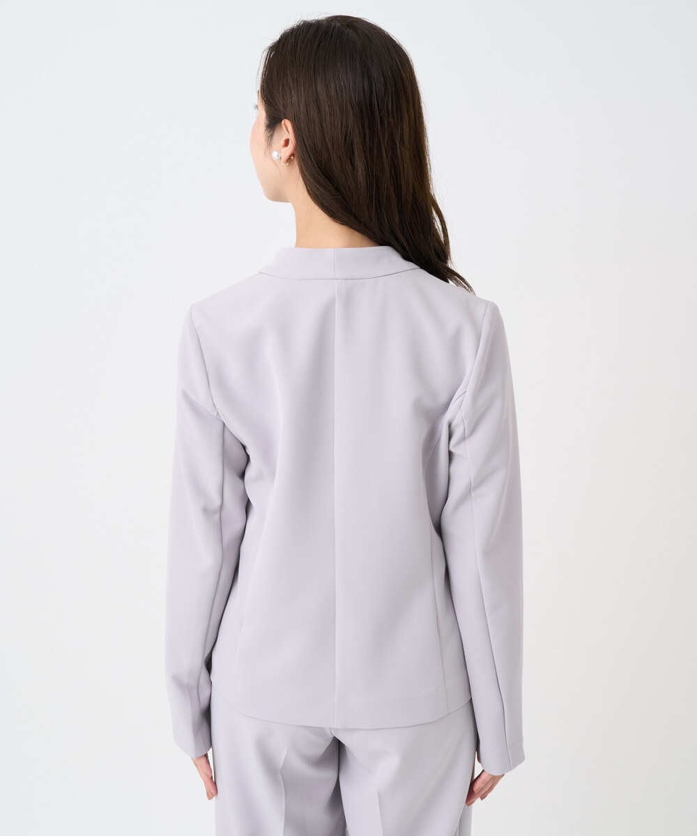 F1DFD10230 MK MICHEL KLEIN(小さいサイズ)(メゾン ドゥ サンク) 【小さいサイズ】ダブルクロス カラーレスジャケット/セットアップ対応/洗える グレイッシュラベンダー