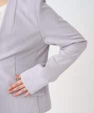 F1DFD10230 MK MICHEL KLEIN(小さいサイズ)(メゾン ドゥ サンク) 【小さいサイズ】ダブルクロス カラーレスジャケット/セットアップ対応/洗える グレイッシュラベンダー