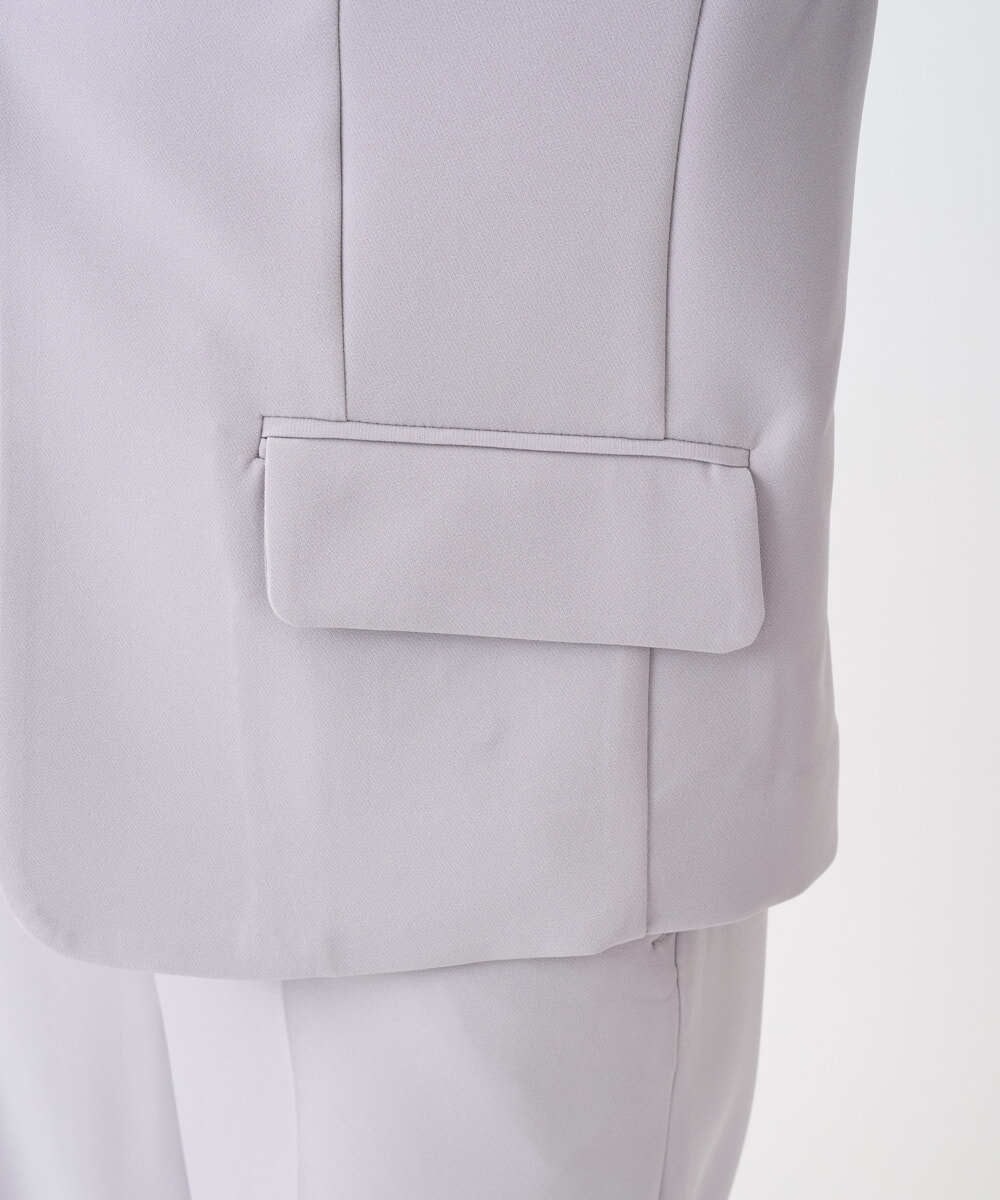 F1DFD10230 MK MICHEL KLEIN(小さいサイズ)(メゾン ドゥ サンク) 【小さいサイズ】ダブルクロス カラーレスジャケット/セットアップ対応/洗える グレイッシュラベンダー