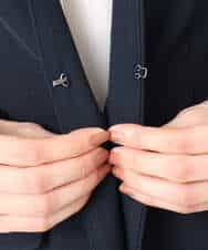 F1DFD10230 MK MICHEL KLEIN(小さいサイズ)(メゾン ドゥ サンク) 【小さいサイズ】ダブルクロス カラーレスジャケット/セットアップ対応/洗える ネイビー