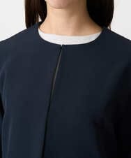 F1DFD11230 MK MICHEL KLEIN(小さいサイズ)(メゾン ドゥ サンク) 【小さいサイズ】ダブルクロス テントラインノーカラージャケット/セットアップ対応/防シワ/ストレッチ/洗える ネイビー