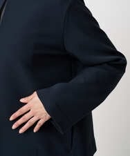 F1DFD11230 MK MICHEL KLEIN(小さいサイズ)(メゾン ドゥ サンク) 【小さいサイズ】ダブルクロス テントラインノーカラージャケット/セットアップ対応/防シワ/ストレッチ/洗える ネイビー