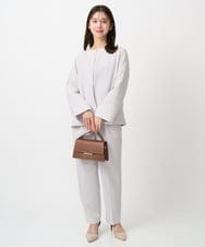 F1DFD11230 MK MICHEL KLEIN(小さいサイズ)(メゾン ドゥ サンク) 【小さいサイズ】ダブルクロス テントラインノーカラージャケット/セットアップ対応/防シワ/ストレッチ/洗える ネイビー