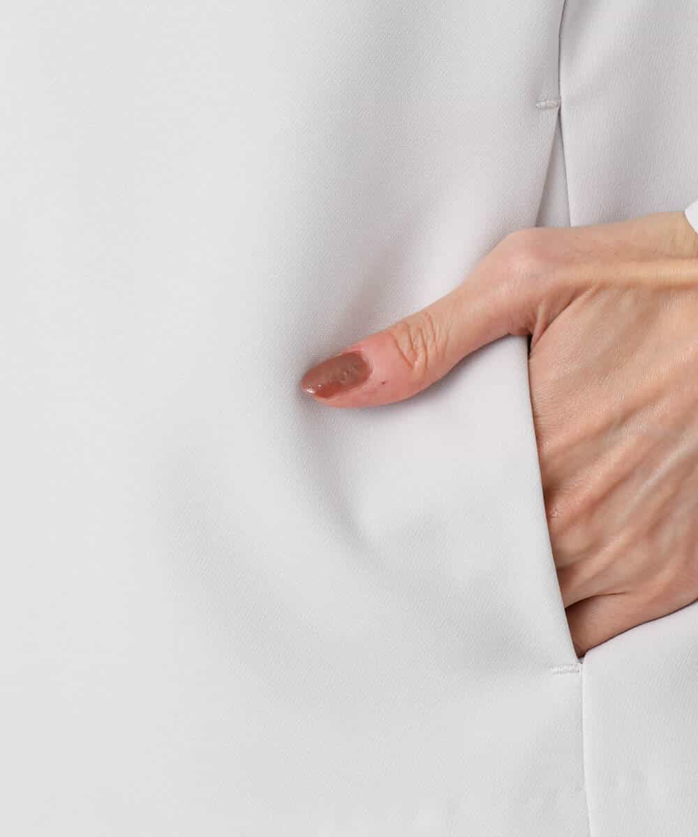 F1DFD11230 MK MICHEL KLEIN(小さいサイズ)(メゾン ドゥ サンク) 【小さいサイズ】ダブルクロス テントラインノーカラージャケット/セットアップ対応/防シワ/ストレッチ/洗える グレージュ