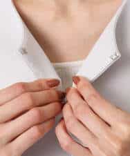 F1DFD11230 MK MICHEL KLEIN(小さいサイズ)(メゾン ドゥ サンク) 【小さいサイズ】ダブルクロス テントラインノーカラージャケット/セットアップ対応/防シワ/ストレッチ/洗える グレージュ