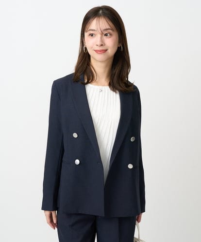 F1DFD15230 MK MICHEL KLEIN(小さいサイズ) 【小さいサイズ】ダブルブレストジャケット/洗える