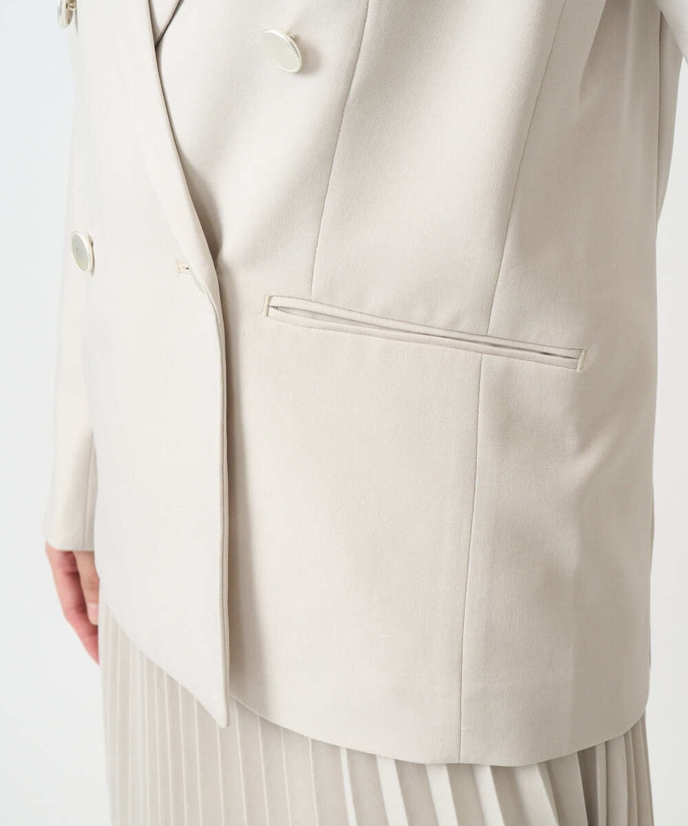 F1DFD15230 MK MICHEL KLEIN(小さいサイズ)(メゾン ドゥ サンク) 【小さいサイズ】ダブルブレストジャケット/洗える ベージュ