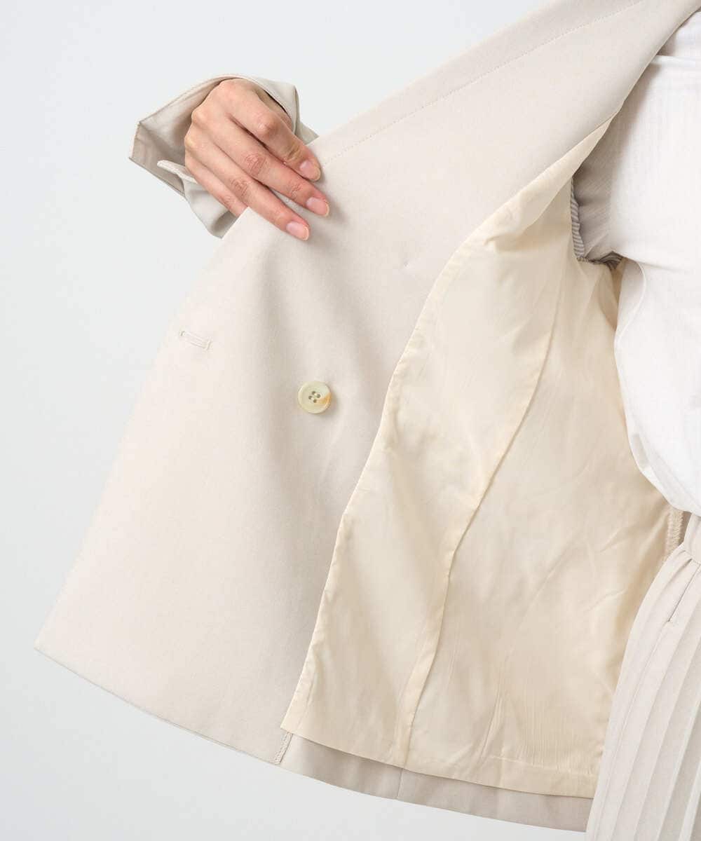 F1DFD15230 MK MICHEL KLEIN(小さいサイズ)(メゾン ドゥ サンク) 【小さいサイズ】ダブルブレストジャケット/洗える ベージュ