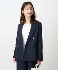 F1DFD15230 MK MICHEL KLEIN(小さいサイズ)(メゾン ドゥ サンク) 【小さいサイズ】ダブルブレストジャケット/洗える ベージュ