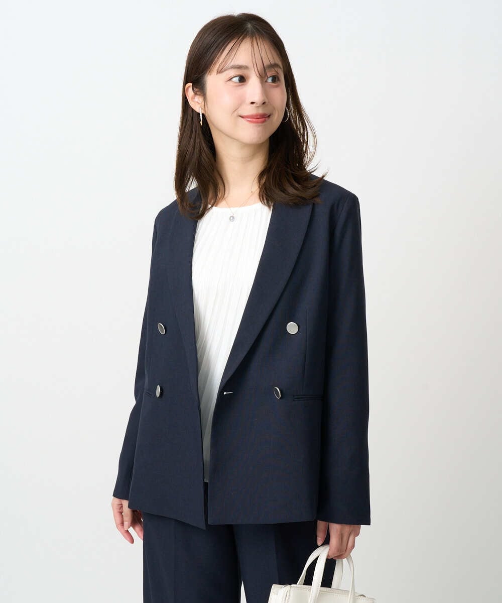 F1DFD15230 MK MICHEL KLEIN(小さいサイズ)(メゾン ドゥ サンク) 【小さいサイズ】ダブルブレストジャケット/洗える ベージュ