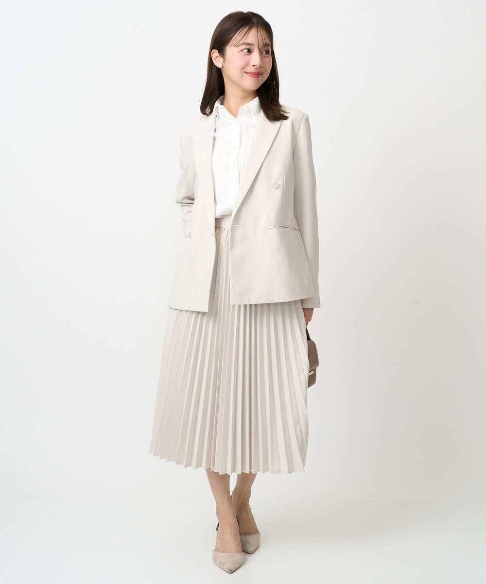 F1DFD15230 MK MICHEL KLEIN(小さいサイズ)(メゾン ドゥ サンク) 【小さいサイズ】ダブルブレストジャケット/洗える ベージュ