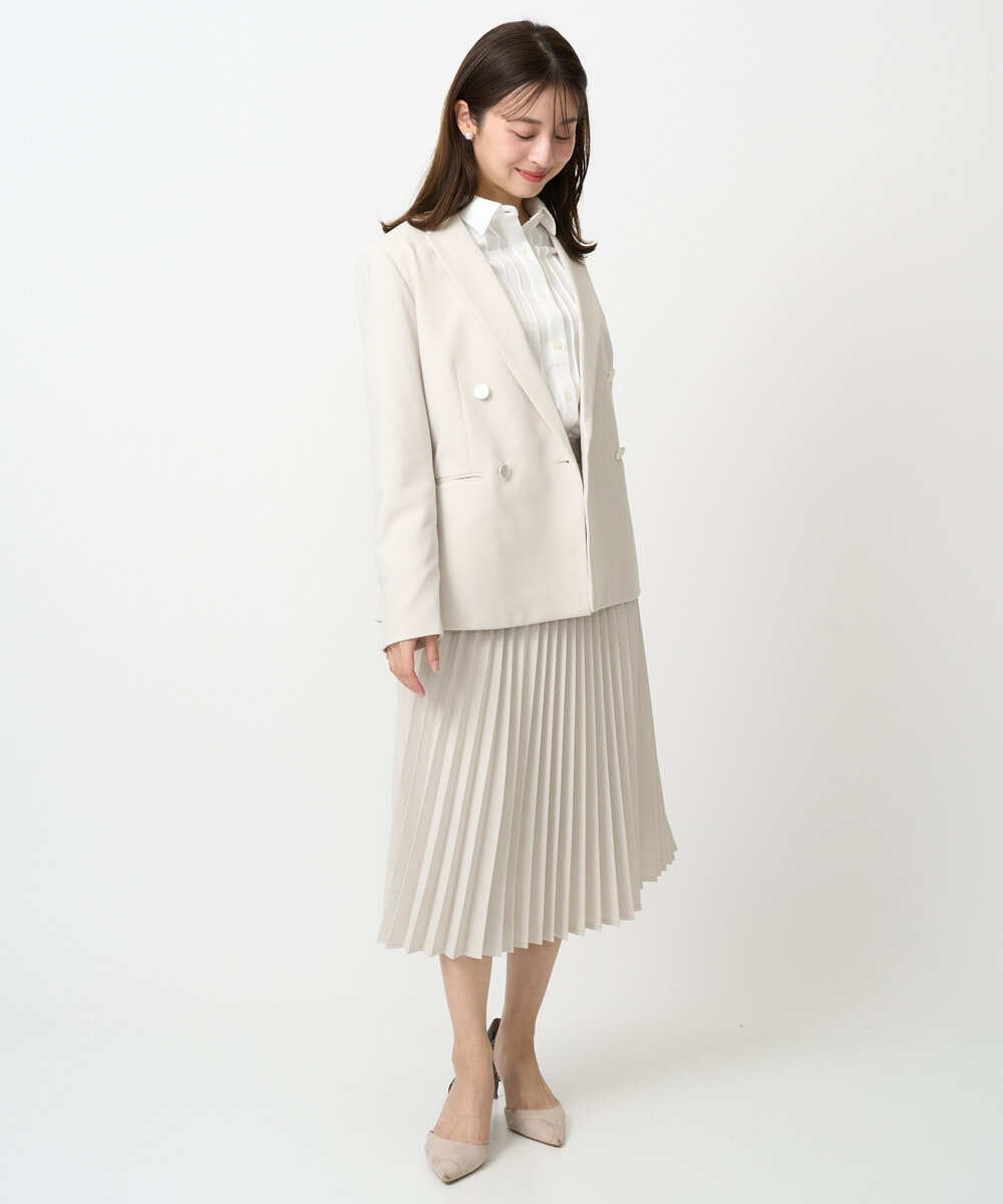 F1DFD15230 MK MICHEL KLEIN(小さいサイズ)(メゾン ドゥ サンク) 【小さいサイズ】ダブルブレストジャケット/洗える ベージュ