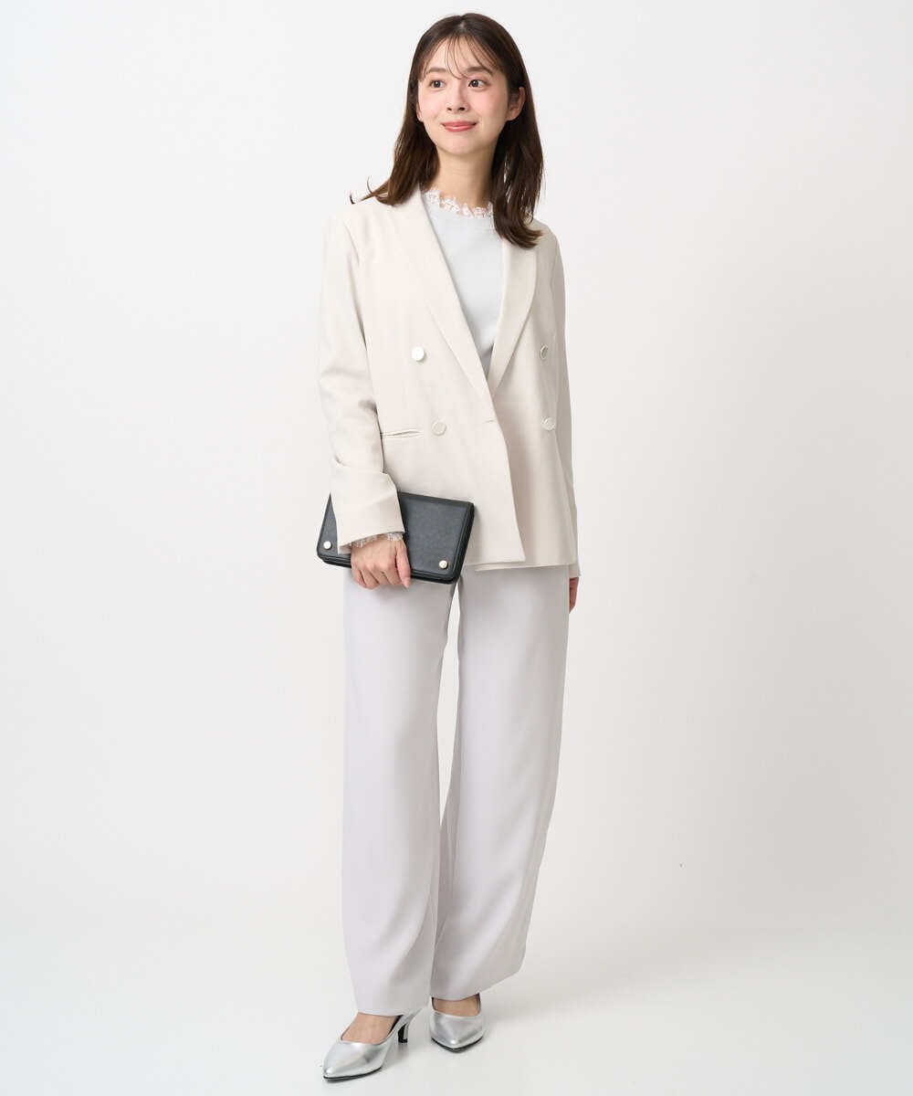 F1DFD15230 MK MICHEL KLEIN(小さいサイズ)(メゾン ドゥ サンク) 【小さいサイズ】ダブルブレストジャケット/洗える ベージュ