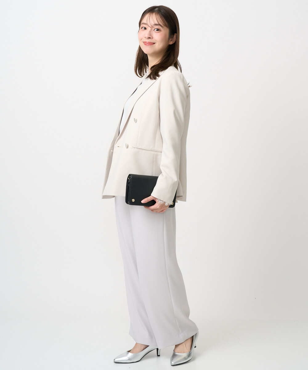 F1DFD15230 MK MICHEL KLEIN(小さいサイズ)(メゾン ドゥ サンク) 【小さいサイズ】ダブルブレストジャケット/洗える ベージュ