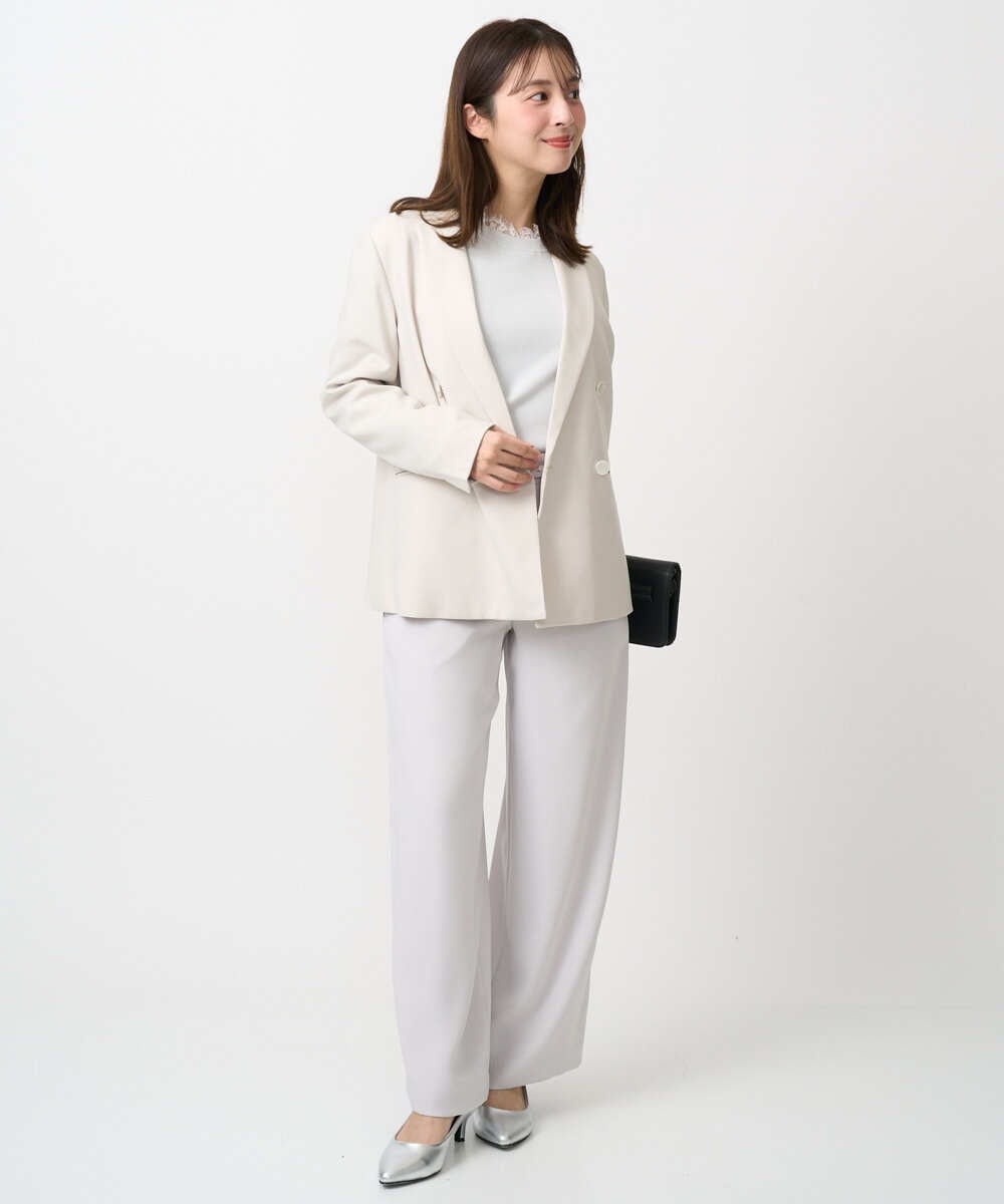 F1DFD15230 MK MICHEL KLEIN(小さいサイズ)(メゾン ドゥ サンク) 【小さいサイズ】ダブルブレストジャケット/洗える ベージュ