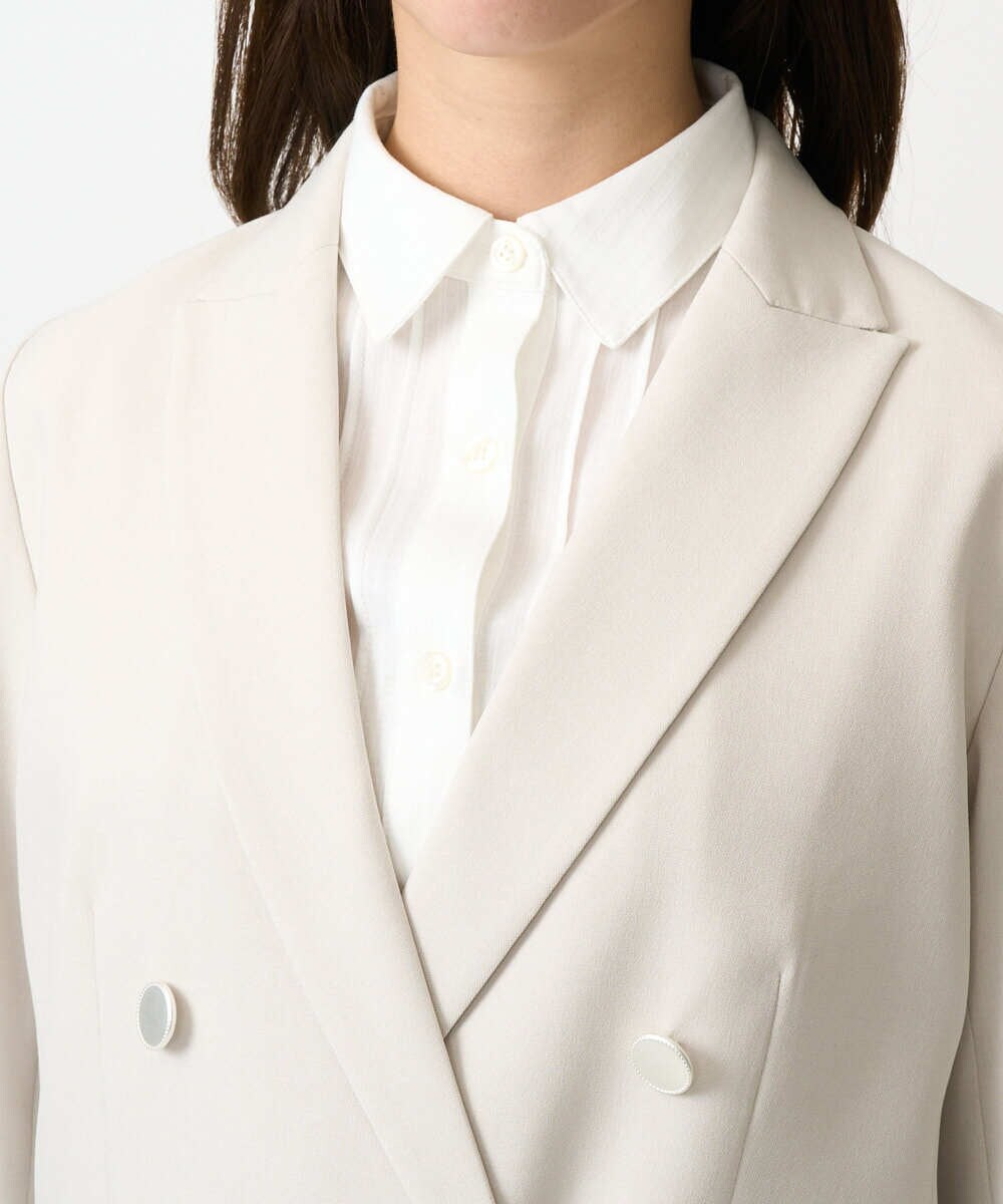 F1DFD15230 MK MICHEL KLEIN(小さいサイズ)(メゾン ドゥ サンク) 【小さいサイズ】ダブルブレストジャケット/洗える ベージュ