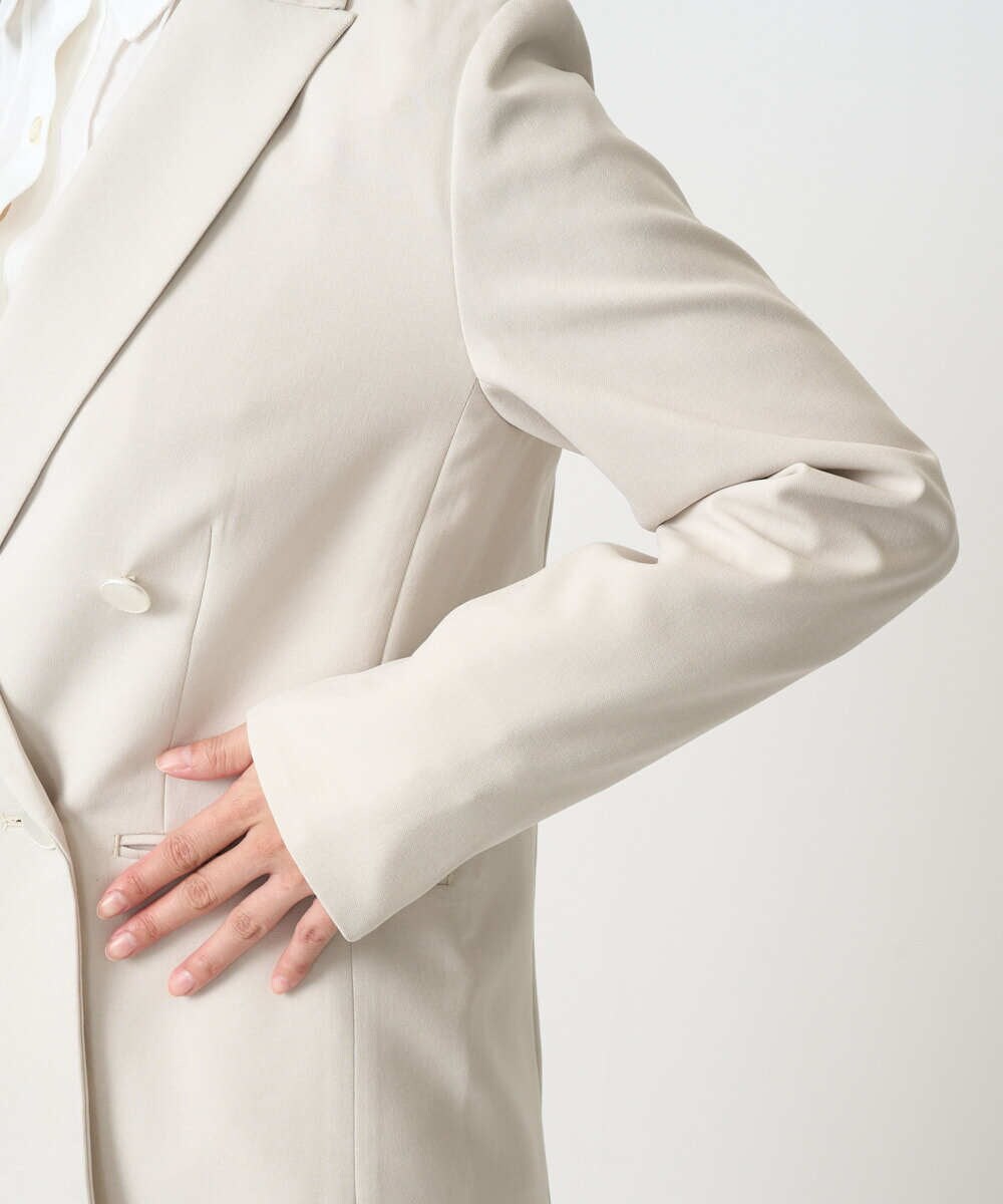 F1DFD15230 MK MICHEL KLEIN(小さいサイズ)(メゾン ドゥ サンク) 【小さいサイズ】ダブルブレストジャケット/洗える ベージュ