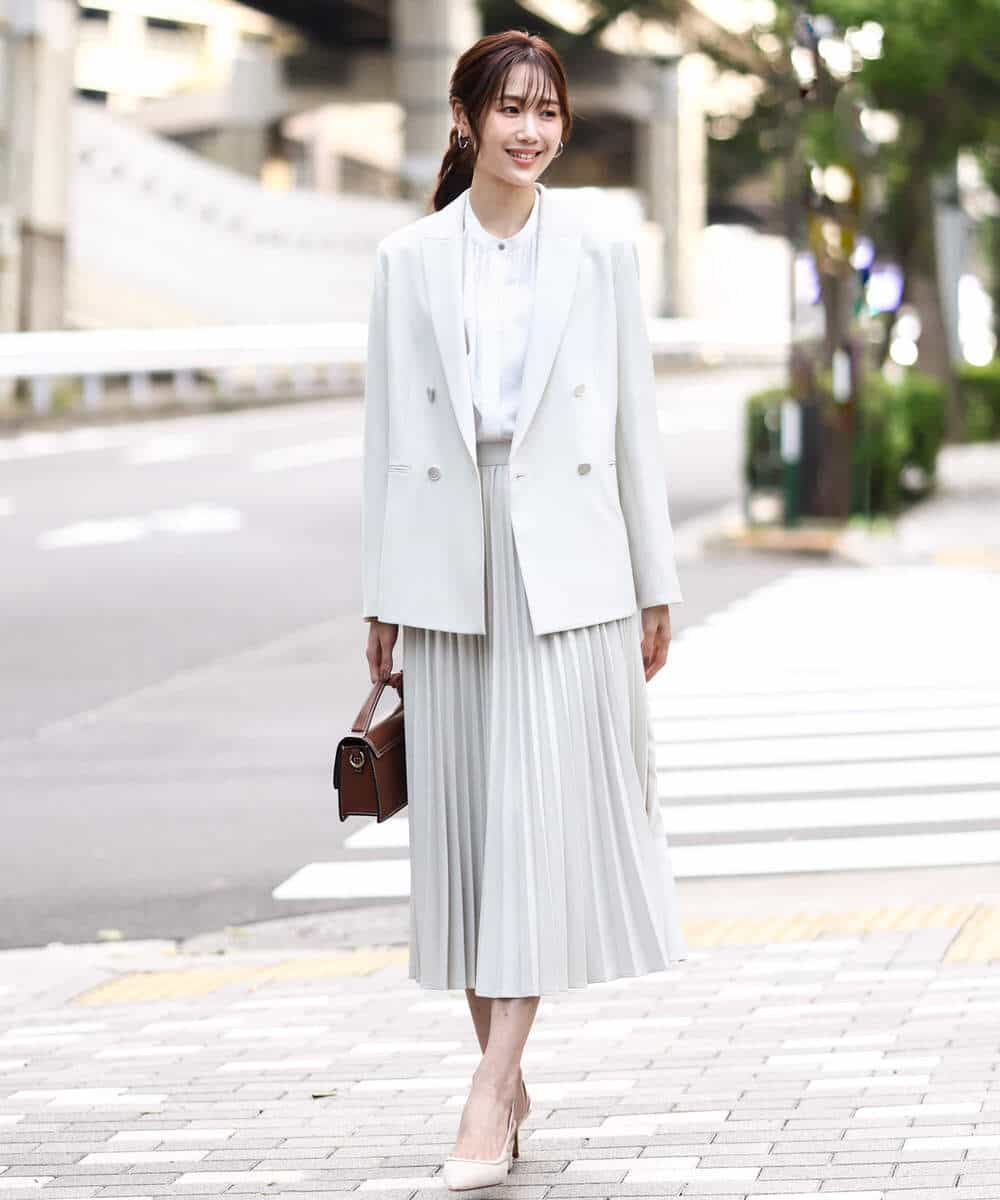 F1DFD15230 MK MICHEL KLEIN(小さいサイズ)(メゾン ドゥ サンク) 【小さいサイズ】ダブルブレストジャケット/洗える ネイビー