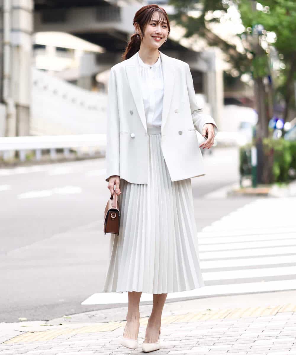 F1DFD15230 MK MICHEL KLEIN(小さいサイズ)(メゾン ドゥ サンク) 【小さいサイズ】ダブルブレストジャケット/洗える ネイビー