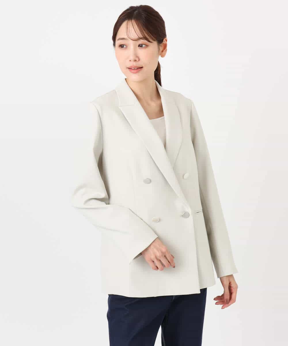 F1DFD15230 MK MICHEL KLEIN(小さいサイズ)(メゾン ドゥ サンク) 【小さいサイズ】ダブルブレストジャケット/洗える ネイビー