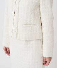 F1DFD65330 MK MICHEL KLEIN(小さいサイズ)(メゾン ドゥ サンク) 【小さいサイズ】ノーカラーファンシーツイードジャケット/セットアップ対応/洗える アイボリー