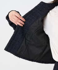 F1DFD65330 MK MICHEL KLEIN(小さいサイズ)(メゾン ドゥ サンク) 【小さいサイズ】ノーカラーファンシーツイードジャケット/セットアップ対応/洗える アイボリー