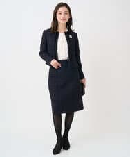 F1DFD65330 MK MICHEL KLEIN(小さいサイズ)(メゾン ドゥ サンク) 【小さいサイズ】ノーカラーファンシーツイードジャケット/セットアップ対応/洗える アイボリー