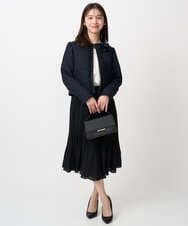 F1DFD65330 MK MICHEL KLEIN(小さいサイズ)(メゾン ドゥ サンク) 【小さいサイズ】ノーカラーファンシーツイードジャケット/セットアップ対応/洗える アイボリー