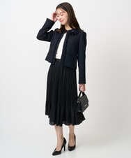 F1DFD65330 MK MICHEL KLEIN(小さいサイズ)(メゾン ドゥ サンク) 【小さいサイズ】ノーカラーファンシーツイードジャケット/セットアップ対応/洗える アイボリー