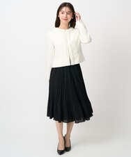 F1DFD65330 MK MICHEL KLEIN(小さいサイズ)(メゾン ドゥ サンク) 【小さいサイズ】ノーカラーファンシーツイードジャケット/セットアップ対応/洗える アイボリー