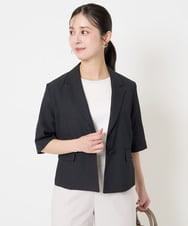 F1DGA50210 MK MICHEL KLEIN(小さいサイズ)(メゾン ドゥ サンク) 【小さいサイズ】ドライタッチハーフスリーブジャケット/洗える ブラック