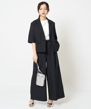 F1DGA50210 MK MICHEL KLEIN(小さいサイズ)(メゾン ドゥ サンク) 【小さいサイズ】ドライタッチハーフスリーブジャケット/洗える ブラック