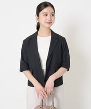 F1DGA50210 MK MICHEL KLEIN(小さいサイズ)(メゾン ドゥ サンク) 【小さいサイズ】ドライタッチハーフスリーブジャケット/洗える ブラック