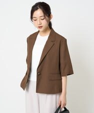 F1DGA50210 MK MICHEL KLEIN(小さいサイズ)(メゾン ドゥ サンク) 【小さいサイズ】ドライタッチハーフスリーブジャケット/洗える ブラック