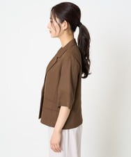 F1DGA50210 MK MICHEL KLEIN(小さいサイズ)(メゾン ドゥ サンク) 【小さいサイズ】ドライタッチハーフスリーブジャケット/洗える ブラック