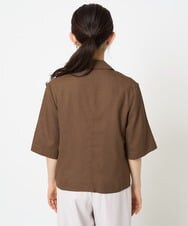 F1DGA50210 MK MICHEL KLEIN(小さいサイズ)(メゾン ドゥ サンク) 【小さいサイズ】ドライタッチハーフスリーブジャケット/洗える ブラック