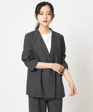 F1DGA55230 MK MICHEL KLEIN(小さいサイズ)(メゾン ドゥ サンク) 【小さいサイズ】カラーレスストレッチジャケット/洗える ダークグレー